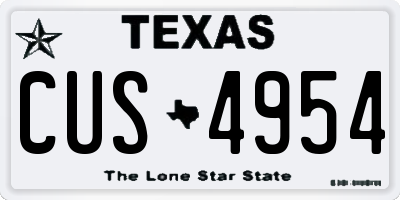 TX license plate CUS4954