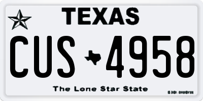 TX license plate CUS4958