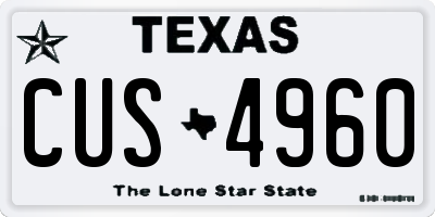 TX license plate CUS4960