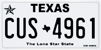TX license plate CUS4961