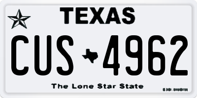 TX license plate CUS4962