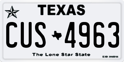 TX license plate CUS4963