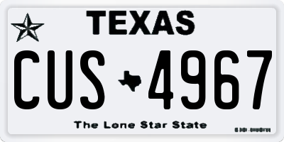 TX license plate CUS4967