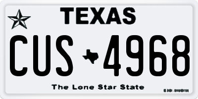 TX license plate CUS4968