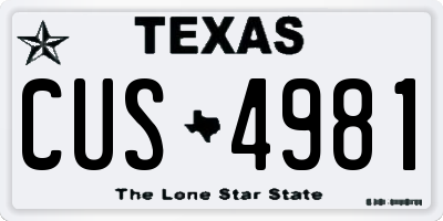 TX license plate CUS4981