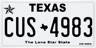 TX license plate CUS4983