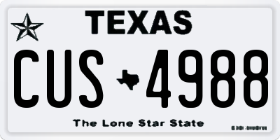 TX license plate CUS4988