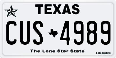 TX license plate CUS4989