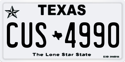 TX license plate CUS4990