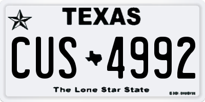 TX license plate CUS4992