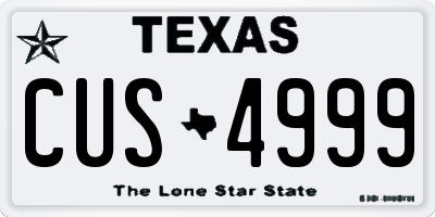 TX license plate CUS4999