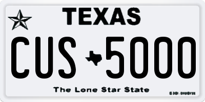 TX license plate CUS5000