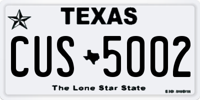 TX license plate CUS5002