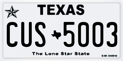 TX license plate CUS5003