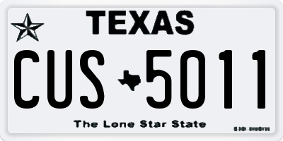 TX license plate CUS5011