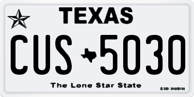 TX license plate CUS5030