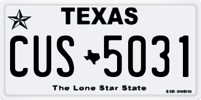 TX license plate CUS5031