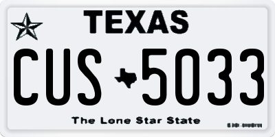 TX license plate CUS5033