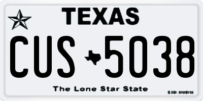 TX license plate CUS5038