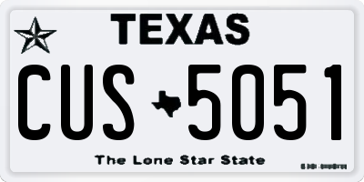 TX license plate CUS5051