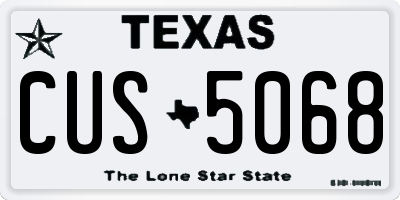 TX license plate CUS5068