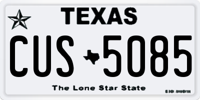 TX license plate CUS5085