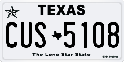 TX license plate CUS5108