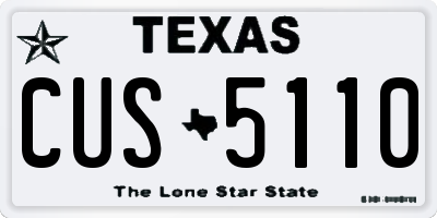 TX license plate CUS5110