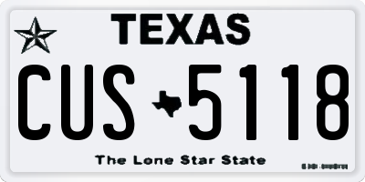 TX license plate CUS5118