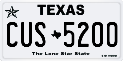 TX license plate CUS5200