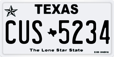 TX license plate CUS5234