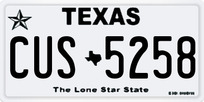 TX license plate CUS5258