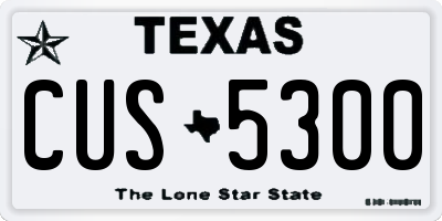 TX license plate CUS5300