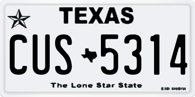 TX license plate CUS5314