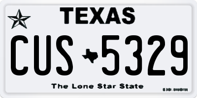 TX license plate CUS5329