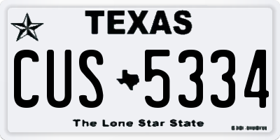 TX license plate CUS5334