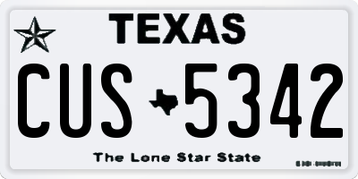 TX license plate CUS5342