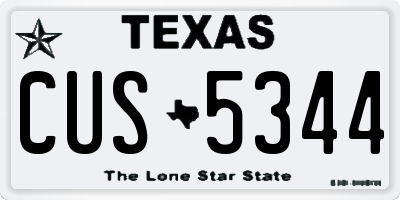 TX license plate CUS5344