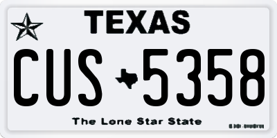 TX license plate CUS5358