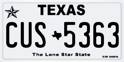 TX license plate CUS5363