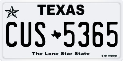 TX license plate CUS5365