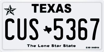 TX license plate CUS5367