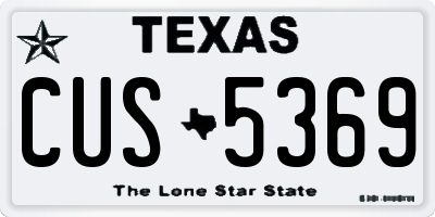 TX license plate CUS5369