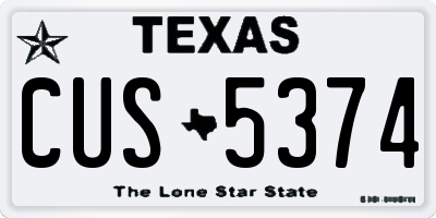 TX license plate CUS5374
