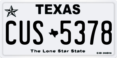 TX license plate CUS5378