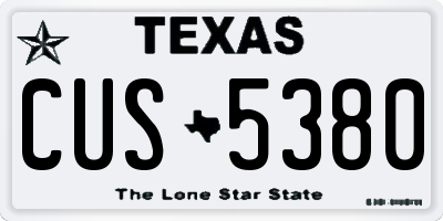 TX license plate CUS5380