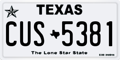 TX license plate CUS5381