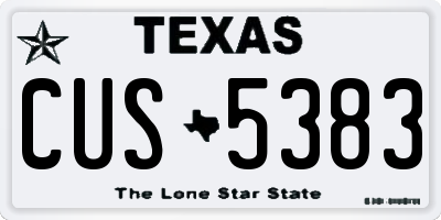 TX license plate CUS5383