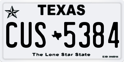 TX license plate CUS5384