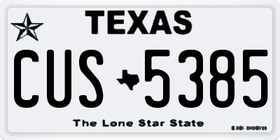 TX license plate CUS5385